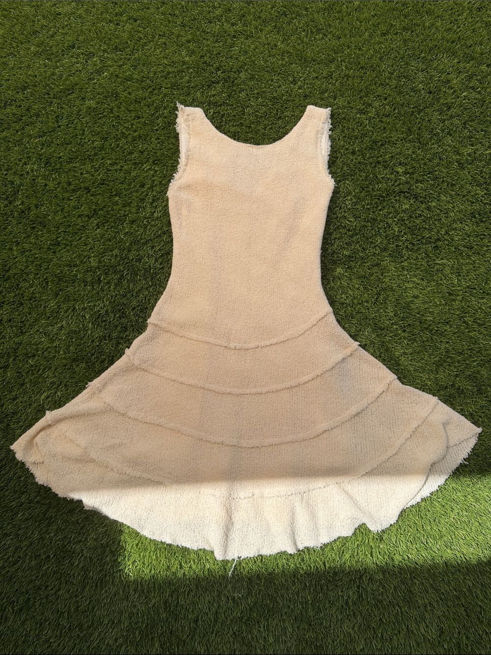 Zara Cream Buclee Textured Tank Dress